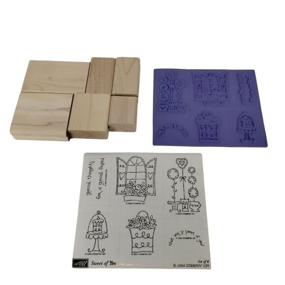 Stampin' Up Sweet of You 6 piece Wooden Unmounted Stamp Set 2004 - Picture 3 of 6